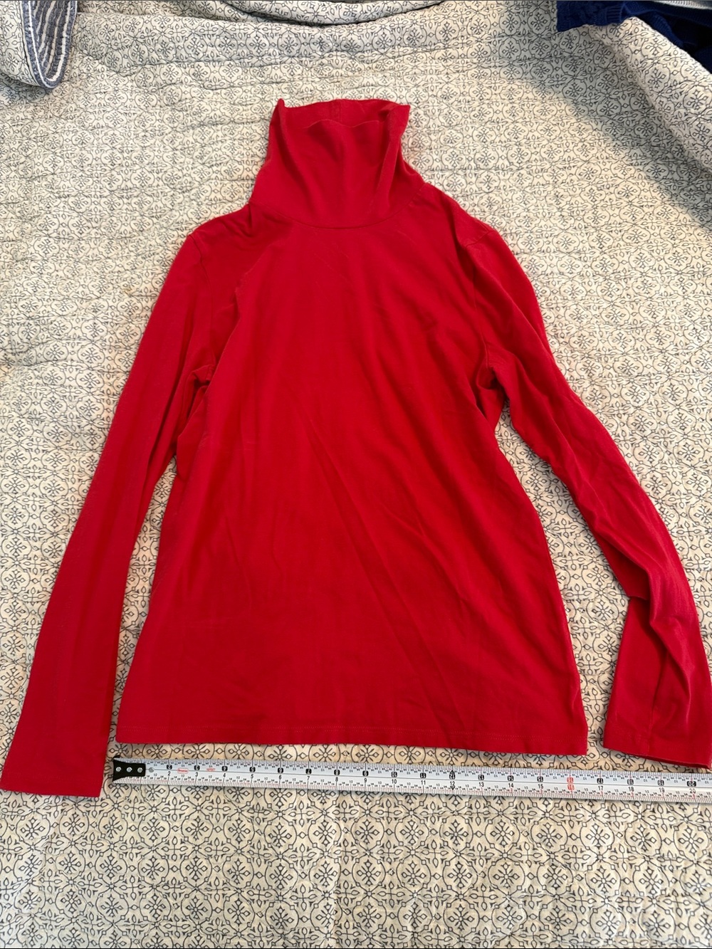 Talbots Red Cotton-Blend Tee with Logo Print